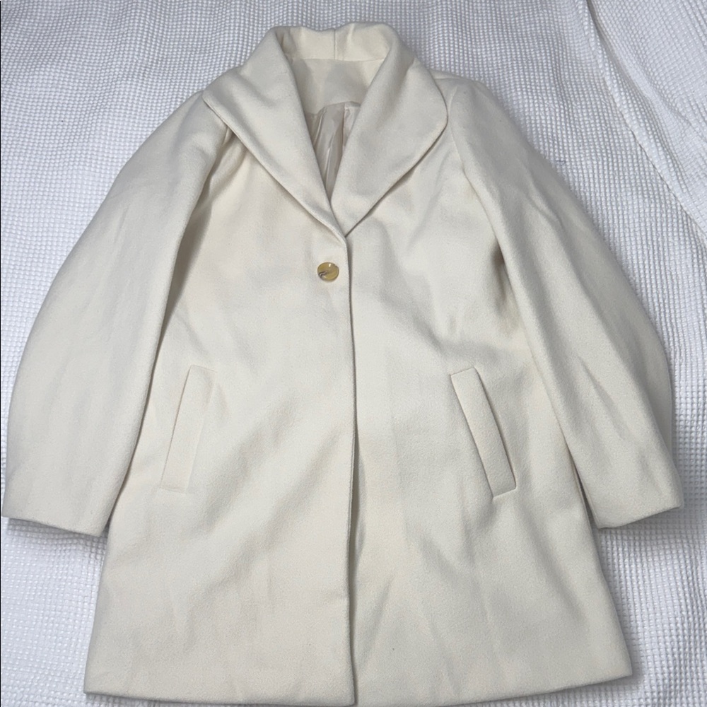 Cream Women's Coat - Size Medium